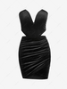ZAFUL Cut Out V-wire Velvet Tulip Strapless Dress L Black