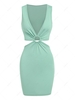 ZAFUL Cut Out Waist O Ring Plunging Slinky Dress M Light green