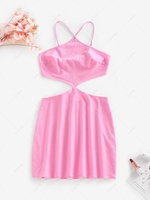 ZAFUL Cutout Bowknot Back Cami Slinky Dress L Light pink
