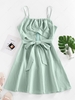 ZAFUL Cutout Bowknot Mini Skater Dress M Green