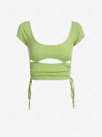 ZAFUL Cutout Cinched Side Ribbed Cropped Tee L Light green