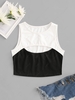 ZAFUL Cutout Colorblock Crop Top L Black