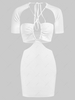 ZAFUL Cutout Criss Cross Raglan Sleeve Dress L White
