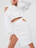 ZAFUL Cutout Cropped Sweatshirt and High Split Skirt Set L White