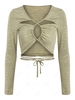 ZAFUL Cutout Cross Midriff Flossing Crop Tee M Light green