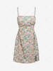ZAFUL Cutout Floral Print Slit Mini Dress M Light pink