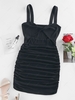 ZAFUL Cutout Front Twist Ruched Bodycon Dress M Black