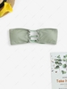 ZAFUL Cutout Glitter Lurex Lettuce Hem Lace Up Bandeau Swimwear Bikini Top S Light green