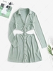 ZAFUL Cutout Jersey Button Front Long Sleeve Dress M Light green
