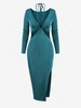 ZAFUL Cutout Jersey Split Hem Slinky Midi Dress L Deep green