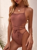 ZAFUL Cutout Midriff Flossing High Leg One-piece Swimsuit M Light pink