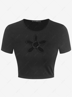 ZAFUL Cutout O Ring Cropped T-shirt L Black