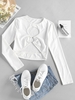 ZAFUL Cutout O Ring Cropped Tee L White