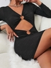ZAFUL Cutout O Ring Mini Bodycon Dress L Black