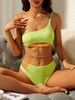 ZAFUL Cutout One Shoulder Colorblock Bikini Swimwear S Green