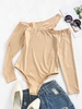 ZAFUL Cutout One Shoulder Snap Crotch Bodysuit M Burlywood