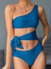 ZAFUL Cutout One Shoulder Tie One-piece Swimsuit M Ocean blue