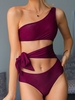 ZAFUL Cutout One Shoulder Tie One-piece Swimsuit M Plum pie
