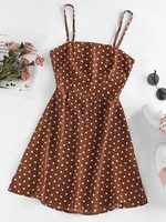 ZAFUL Cutout Polka Dot Mini Dress M Coffee