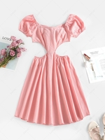 ZAFUL Cutout Puff Sleeve Mini Dress Xl Light pink