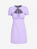 ZAFUL Cutout Puff Sleeve Ruched Dress L Light purple