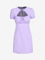 ZAFUL Cutout Puff Sleeve Ruched Dress L Light purple