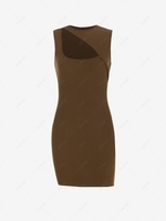 ZAFUL Cutout Ribbed Bodycon Dress M Deep coffee