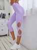 ZAFUL Cutout Side High Waisted Capri Leggings Xl Light purple