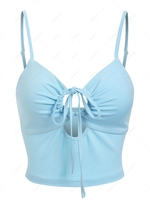 ZAFUL Cutout Tie Front Cropped Cami Top L Light blue
