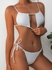 ZAFUL Cutout Tie Side Broderie Bikini Swimwear M White