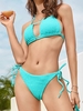 ZAFUL Cutout Tie Side Smocked Bikini Swimwear L Light blue