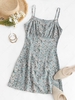 ZAFUL Cutout Tiny Floral Print Mini Dress S Light blue
