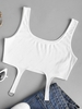 ZAFUL D-ring Stirrup Straps Ribbed Crop Top S White