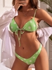 ZAFUL Daisy Gingham High Leg Bikini Swimwear M Green