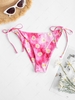 ZAFUL Daisy Print High Cut String Bikini Bottom M Light pink
