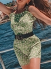 ZAFUL Daisy Print Mini Cami Dress M Light green