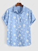 ZAFUL Daisy Print Short Sleeve Shirt Xxl Light blue