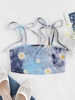 ZAFUL Daisy Print Tie Dye Crop Cami Top M Light blue