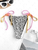 ZAFUL Dalmatian Dot Ribbed Contrast Straps Loincloth Bikini Bottom L White