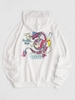 ZAFUL Dance Funny Dragon Print Graphic Hoodie M White