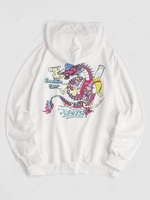 ZAFUL Dance Funny Dragon Print Graphic Hoodie M White