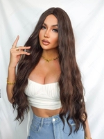 zaful Dark Brown Fluffy Long Wavy Synthetic Wig