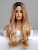 zaful Dark Brown Gradient Golden Long Wavy Synthetic Wig