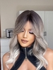 zaful Dark Brown Gradient Platinum Side Bang Wavy Synthetic Wig