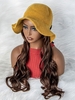 zaful Dark Brown Long Wavy Synthetic Wig with Fisherman Bow Hat