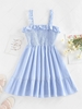 ZAFUL Flounce Smocked Mini Sundress M Light blue