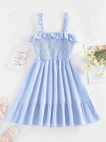 ZAFUL Flounce Smocked Mini Sundress M Light blue