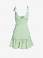 ZAFUL Flounce Tie Shoulder Mini Dress M Light green