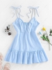 ZAFUL Flounce Tie Shoulder Mini Dress S Light blue