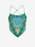 ZAFUL Flower Criss Cross Bandana Top M Green